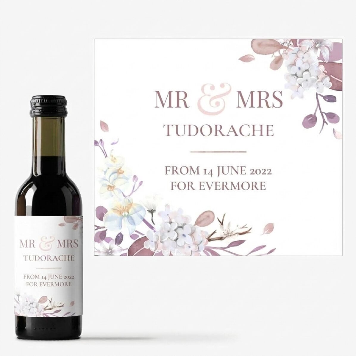 Mała buteleczka wina z personalizowanym napisem – Mr & Mrs