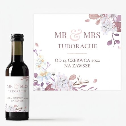 Mała buteleczka wina z personalizowanym napisem – Mr & Mrs