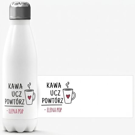Termos z białą podstawą, spersonalizowany imieniem dla nauczycieli