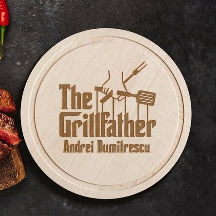 Okrągła deska do krojenia z indywidualnym napisem – The Grillfather