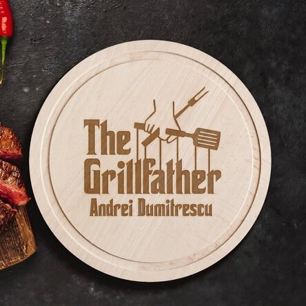 Okrągła deska do krojenia z indywidualnym napisem – The Grillfather
