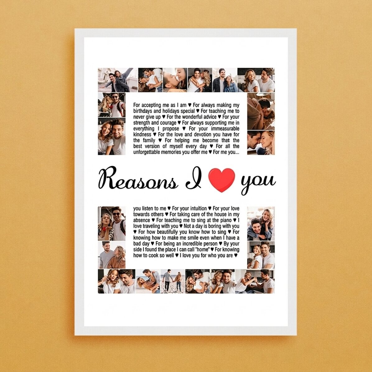 Spersonalizowany obrazek z 20 zdjęciami i napisem – „Reasons I love you”