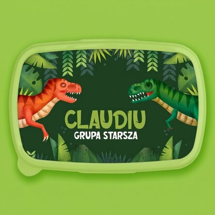 Pudełko na lunch, spersonalizowana zapiekanka z napisem – Dinozaur T-Rex
