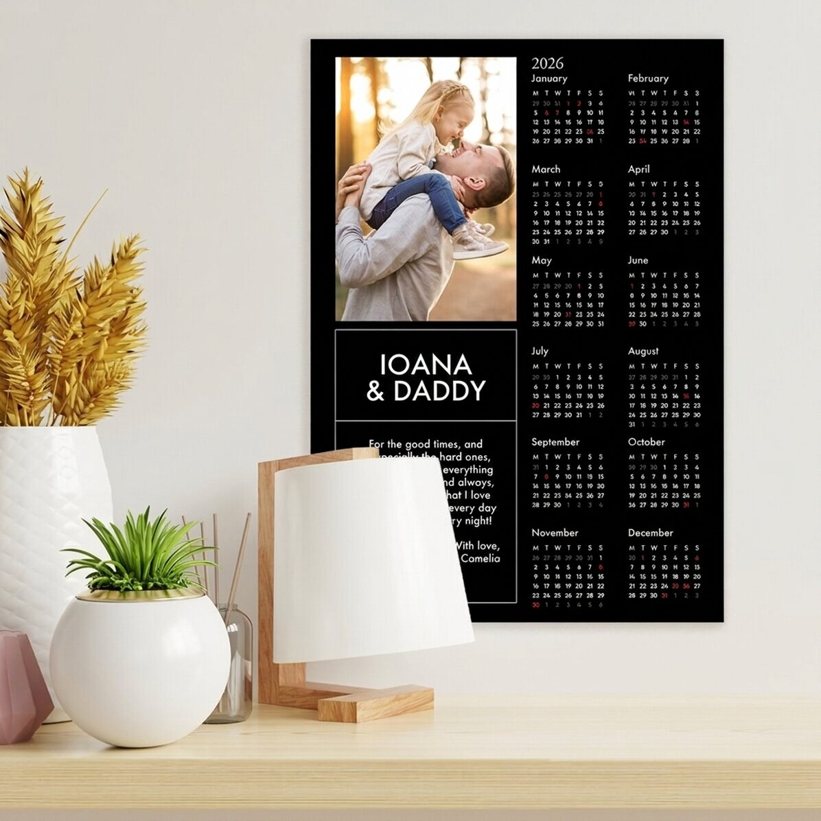 Spersonalizowany plakat-kalendarz ze zdjęciem i wiadomością