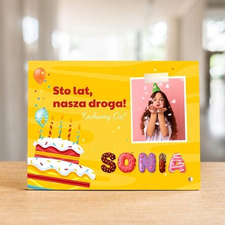Spersonalizowana ramka na zdjęcie na biurko ze zdjęciem, napisem i imieniem – Urodziny