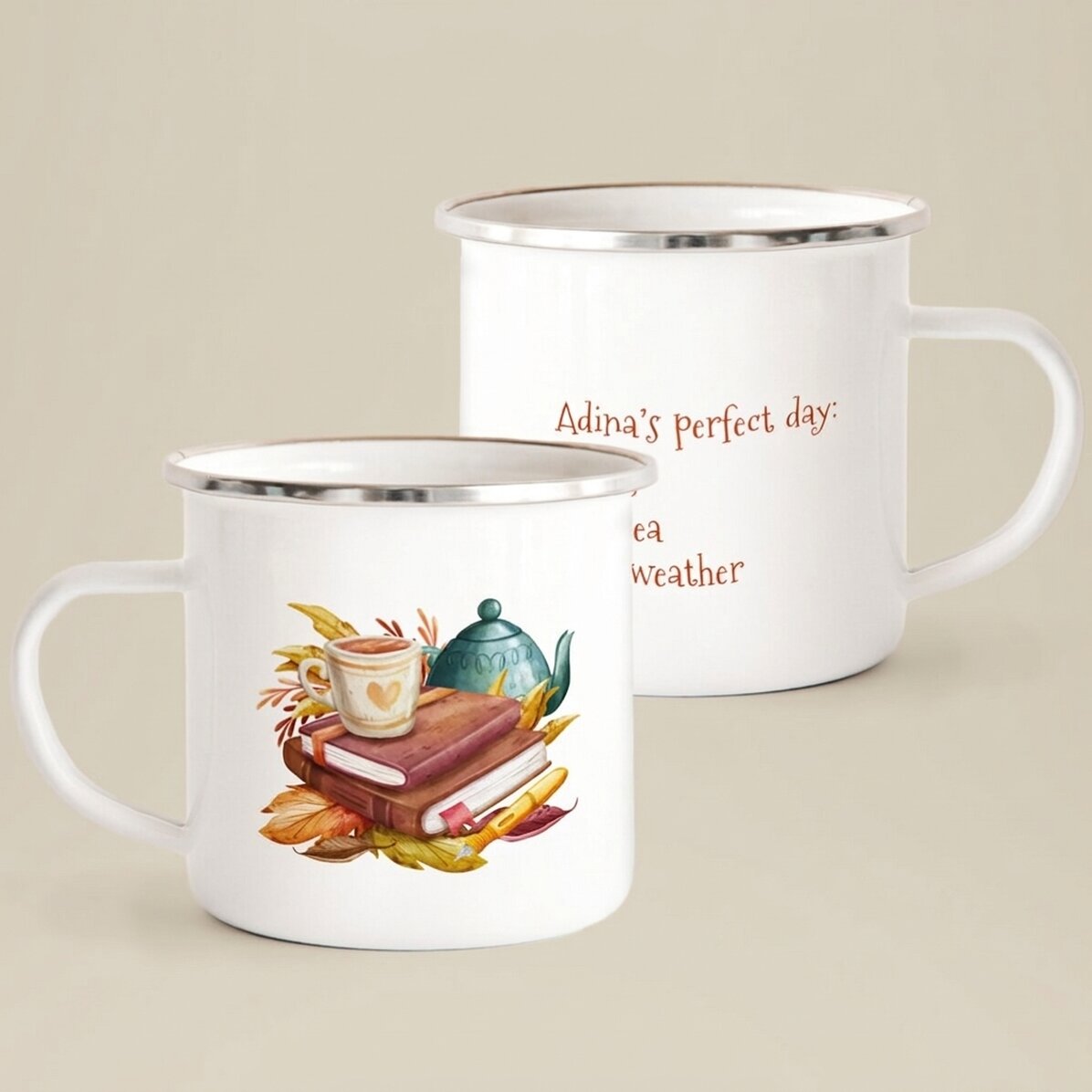 Emaliowany kubek metalowy z napisem – My perfect day