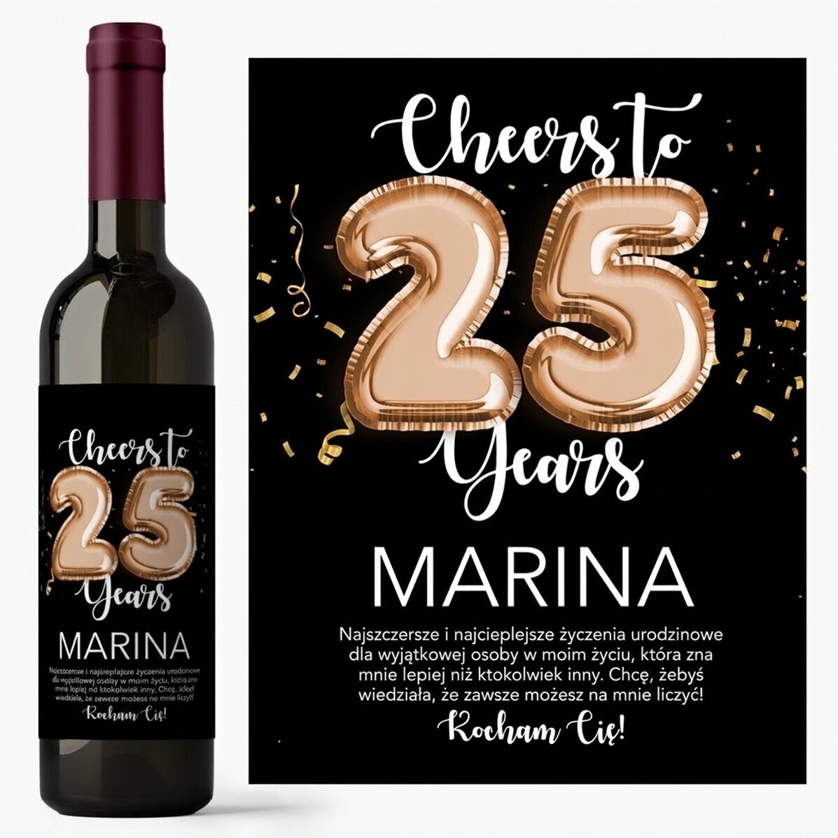 Wino z indywidualnym nadrukiem: numer, imię i wiadomość – Cheers to