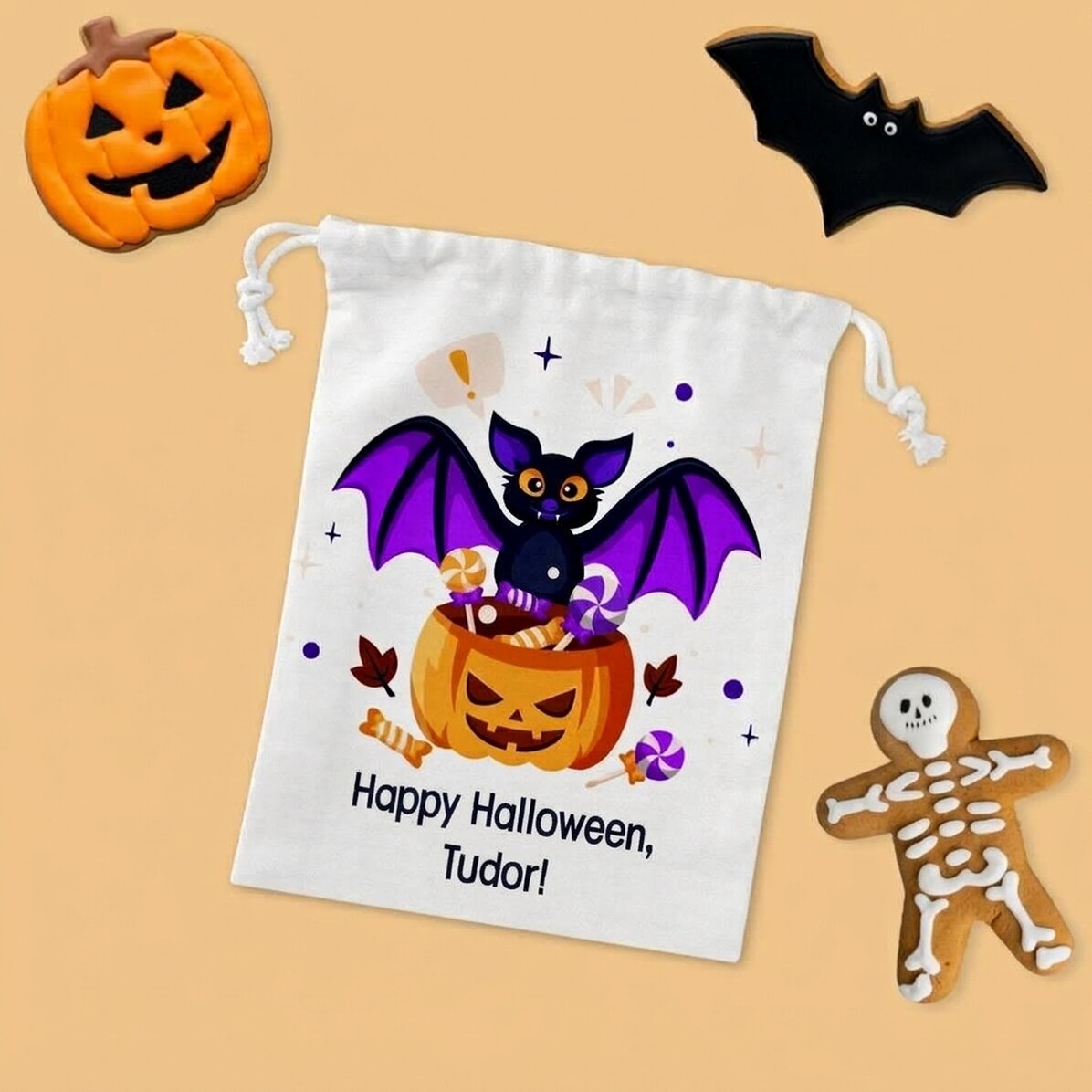 Mała torebka na prezenty z indywidualnym napisem – Halloween