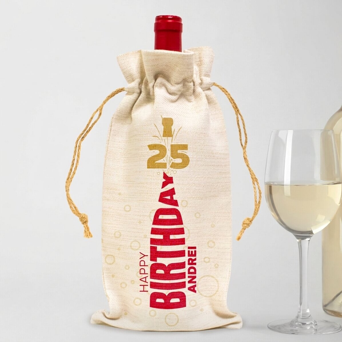 Spersonalizowana torebka na butelkę wina – Happy Birthday