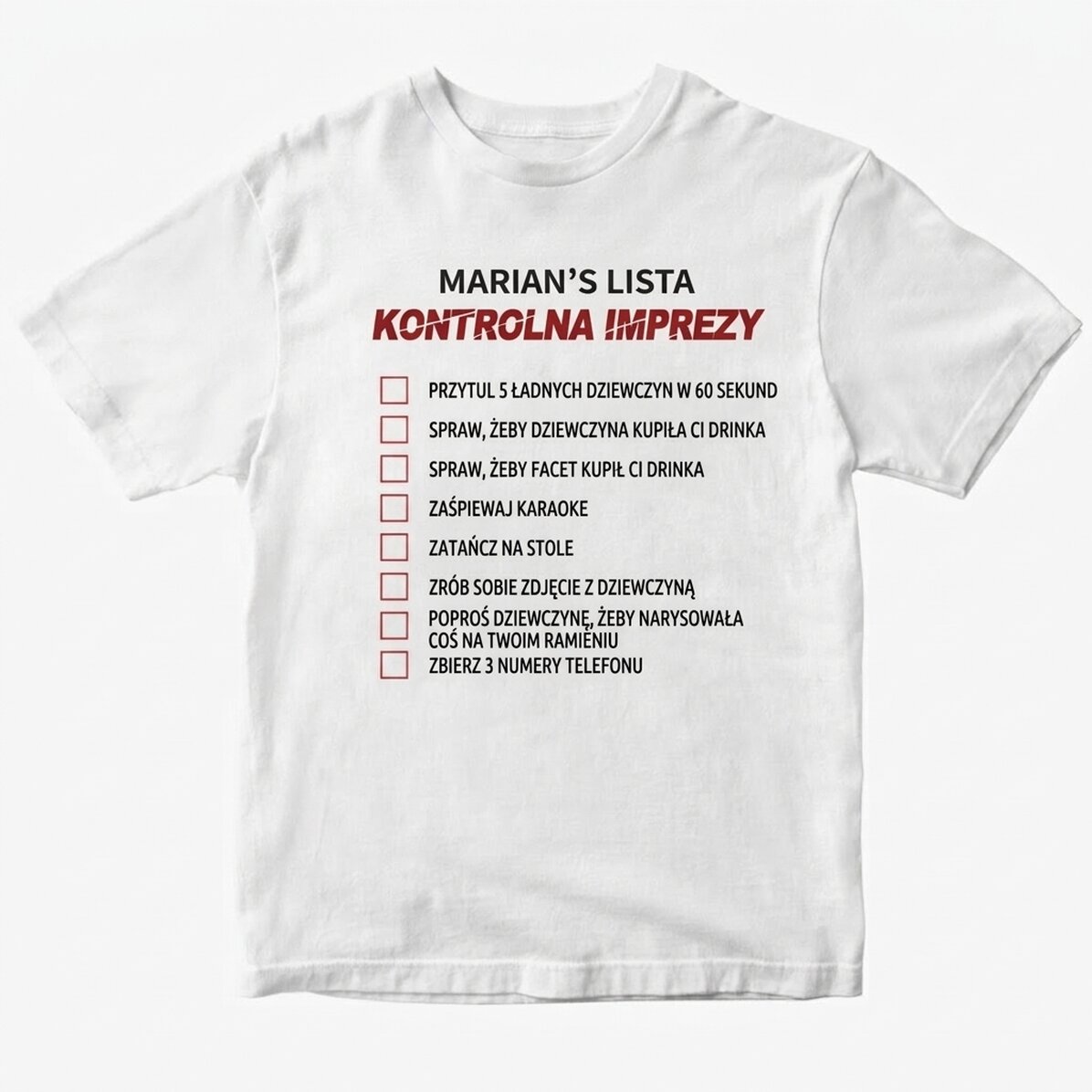 Koszulka z indywidualnym nadrukiem – Checklist