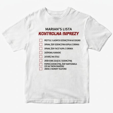 Koszulka z indywidualnym nadrukiem – Checklist