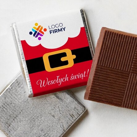 Mini czekoladka z indywidualnym nadrukiem logo – Święty Mikołaj