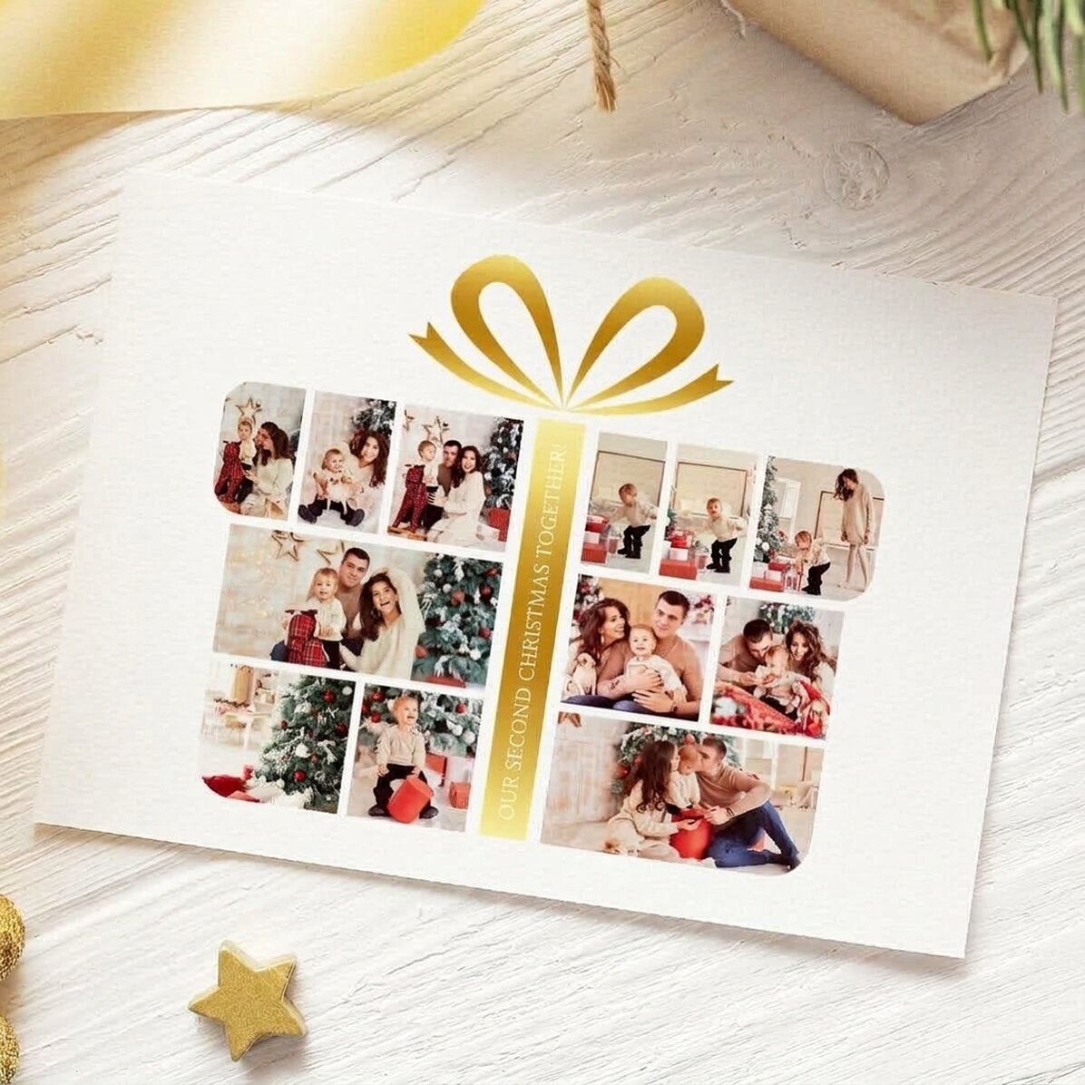Spersonalizowana kartka z życzeniami z magnesem, z 12 zdjęciami i tekstem – Gift Box