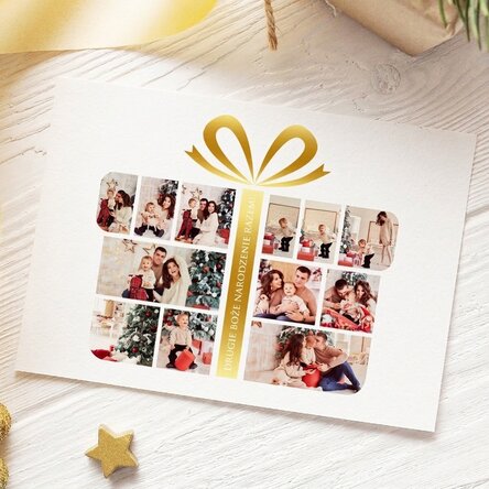 Spersonalizowana kartka z życzeniami z magnesem, z 12 zdjęciami i tekstem – Gift Box