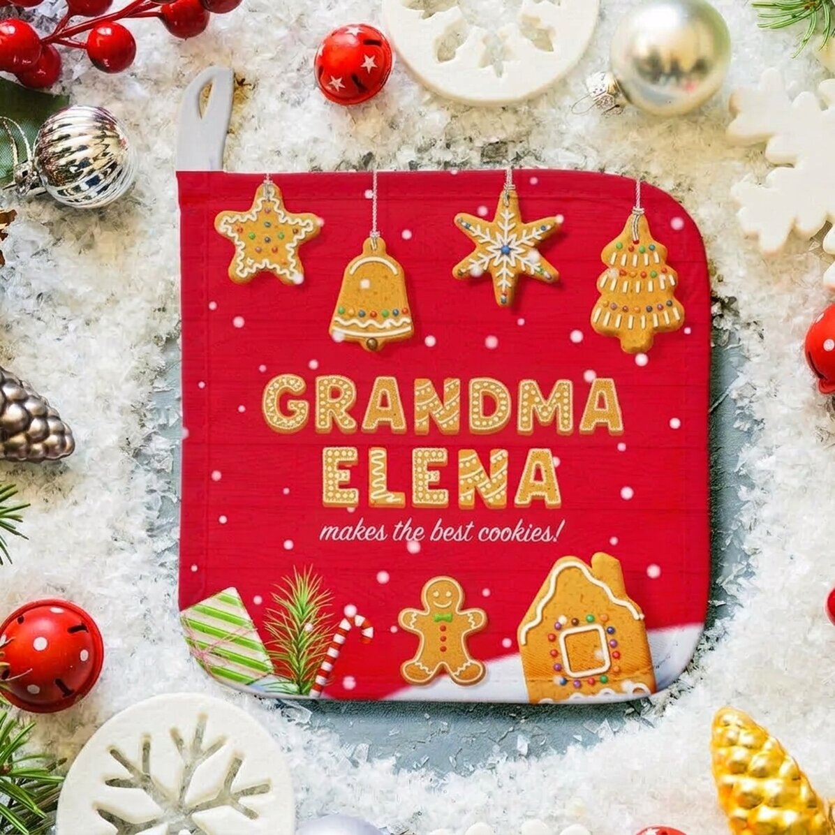 Spersonalizowana podstawka pod gorący garnek z imieniem dla dziadków – Christmas Gingerbread
