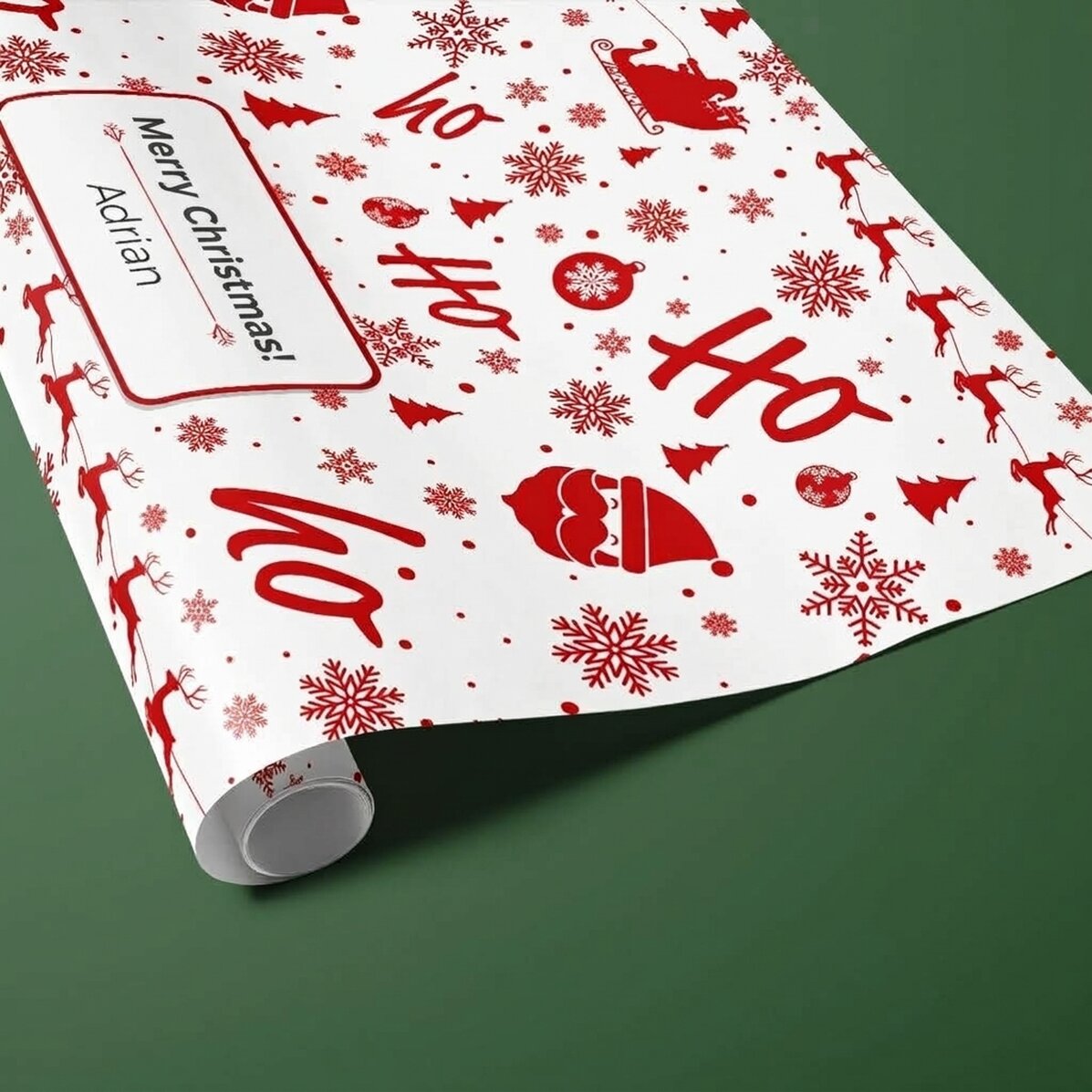 Spersonalizowany papier do pakowania prezentów z napisem w ramce – Christmas spirit