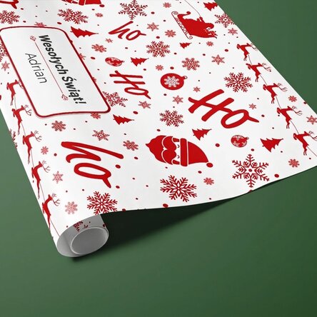 Spersonalizowany papier do pakowania prezentów z napisem w ramce – Christmas spirit