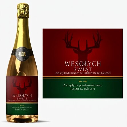 Wino musujące z indywidualnym napisem – Święta zimowe