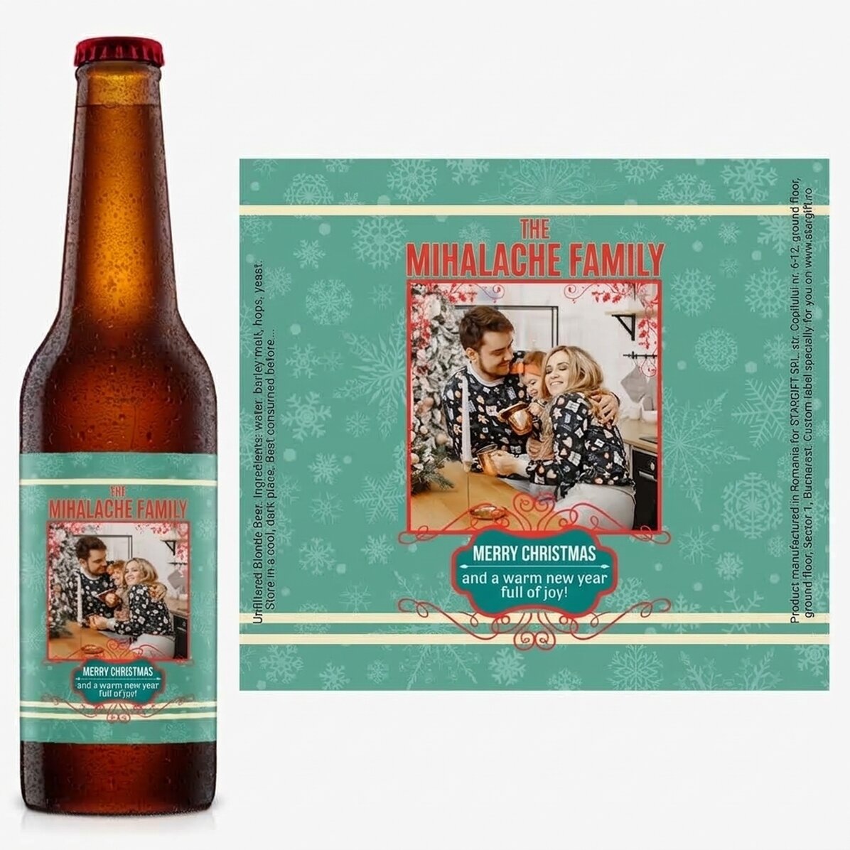 Piwo z własnym zdjęciem i napisem – Vintage Christmas