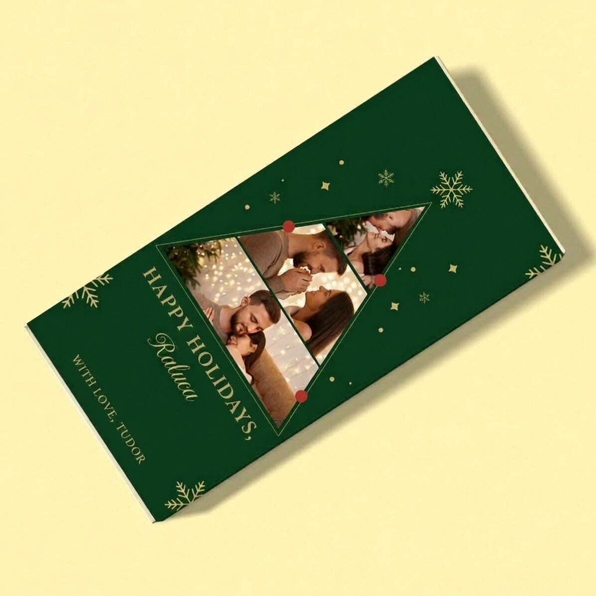 Spersonalizowana czekolada z 3 zdjęciami i świąteczną wiadomością – Christmas tree