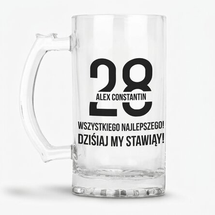Kufel piwa z indywidualnym napisem z okazji urodzin