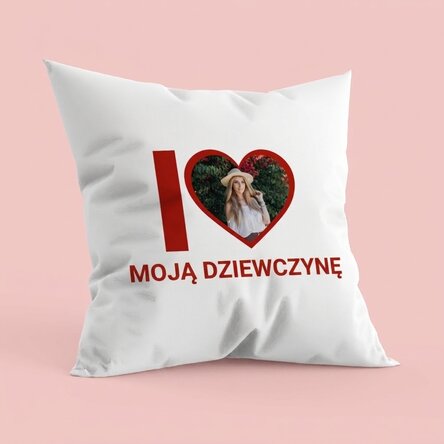 Spersonalizowana poduszka ze zdjęciem i napisem – „I love my girlfriend”