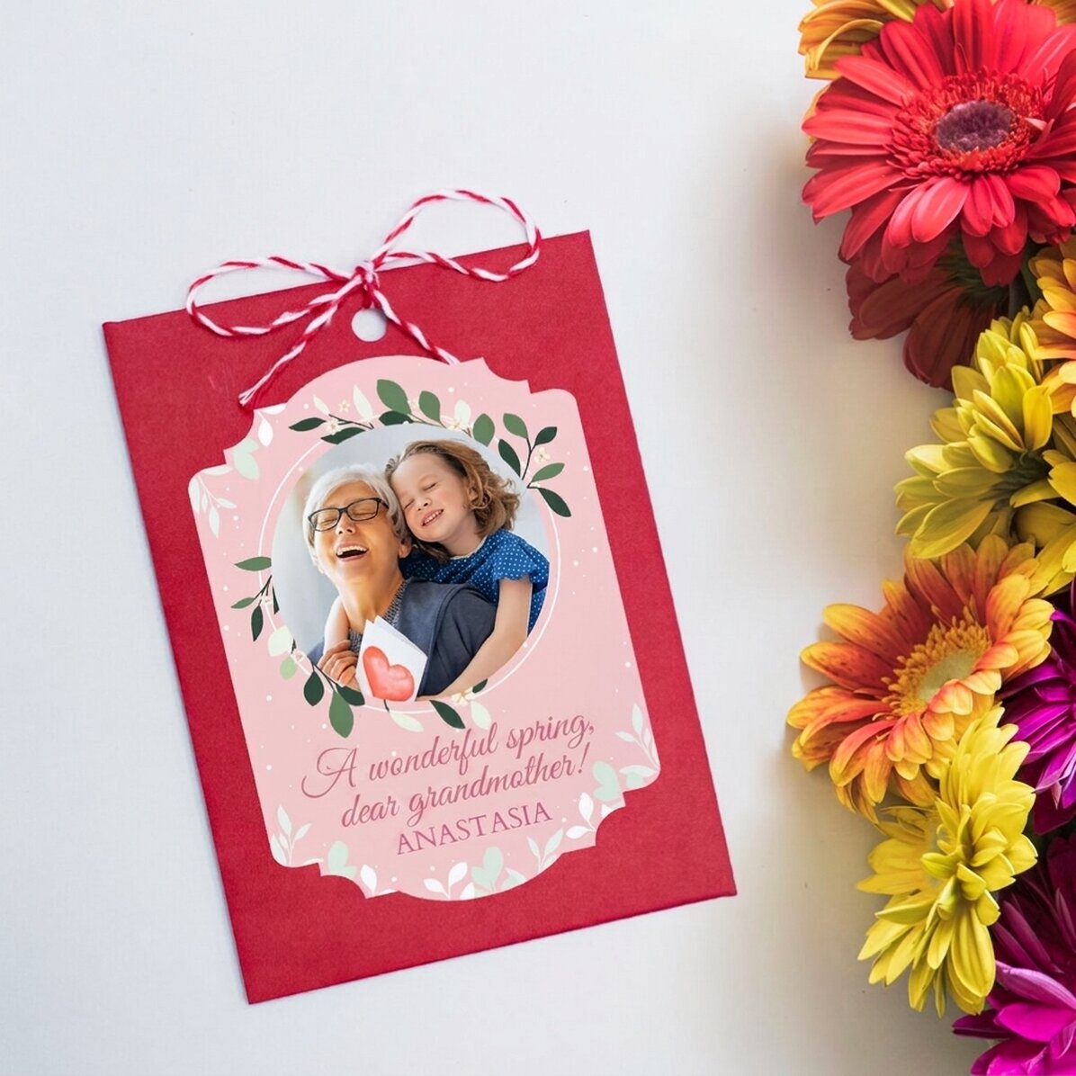 Spersonalizowany martisor do zasadzenia ze zdjęciem i wiadomością dla babci