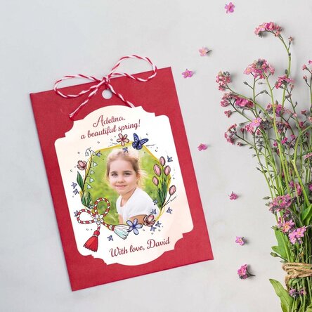 Personalised plantable Martisor with a photo and message - Floricele