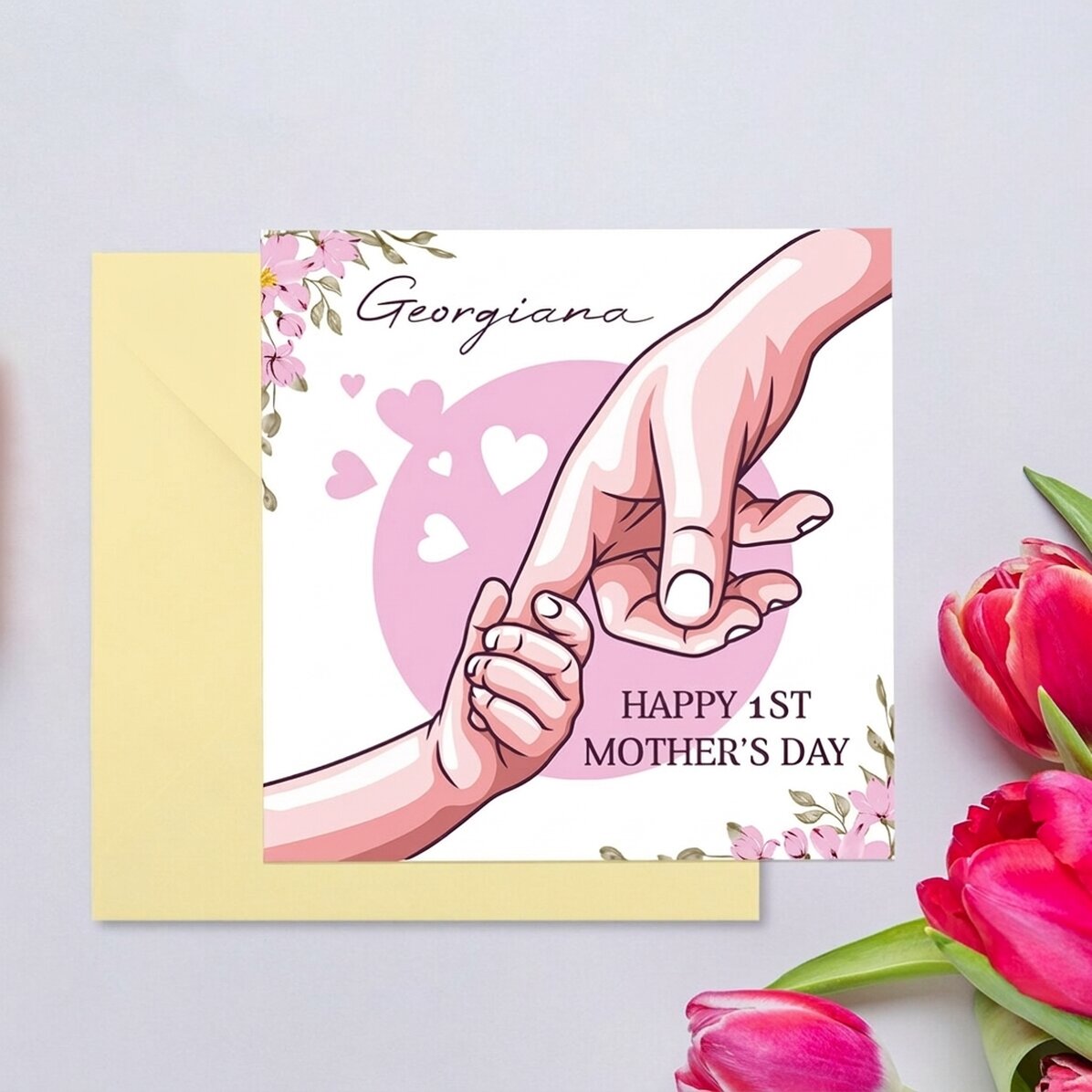 Spersonalizowana kwadratowa kartka z napisem – Mama