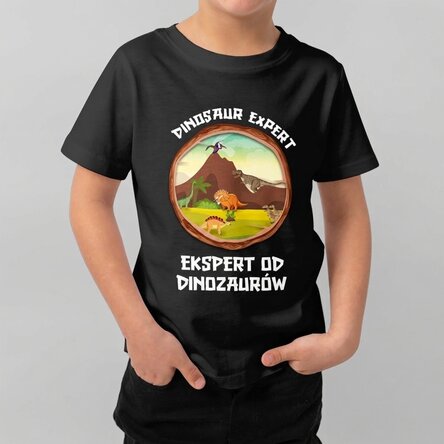 Bawełniana koszulka dla dzieci z nadrukiem – Ekspert od dinozaurów