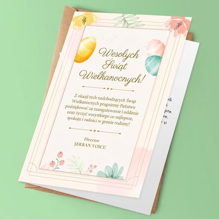 Spersonalizowana kartka z logo i życzeniami wielkanocnymi