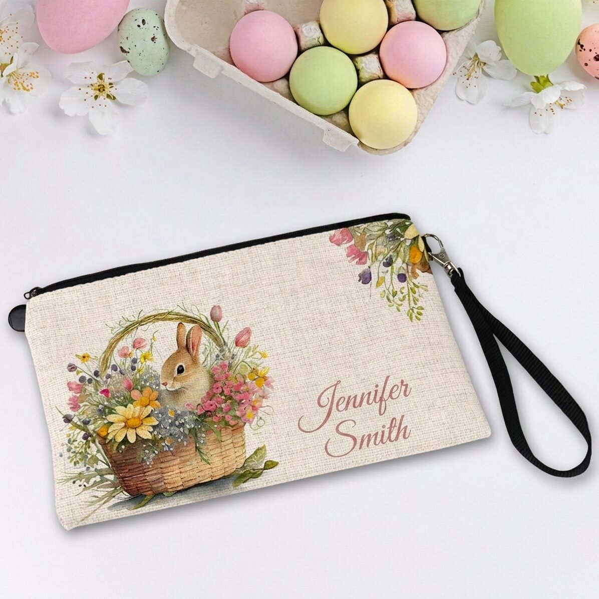 Kosmetyczka na akcesoria personalizowana z imieniem – Króliczek