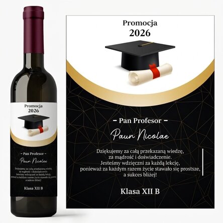 Wino z indywidualnym napisem dla nauczyciela – Wdzięczność