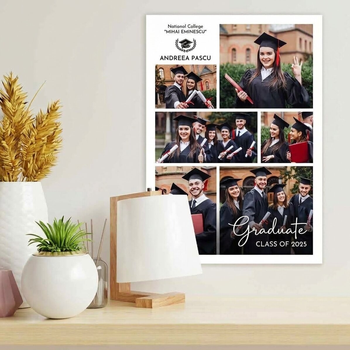 Spersonalizowany plakat z 6 zdjęciami i tekstem – Ukończenie szkoły