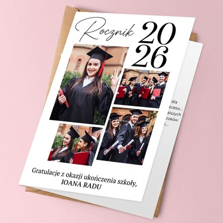 Spersonalizowana kartka z 4 zdjęciami i wiadomością – Ukończenie szkoły