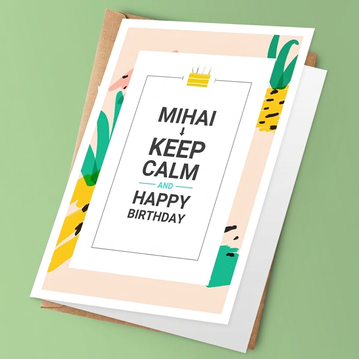 Spersonalizowana kartka z życzeniami z napisem – KEEP CALM and happy birthday