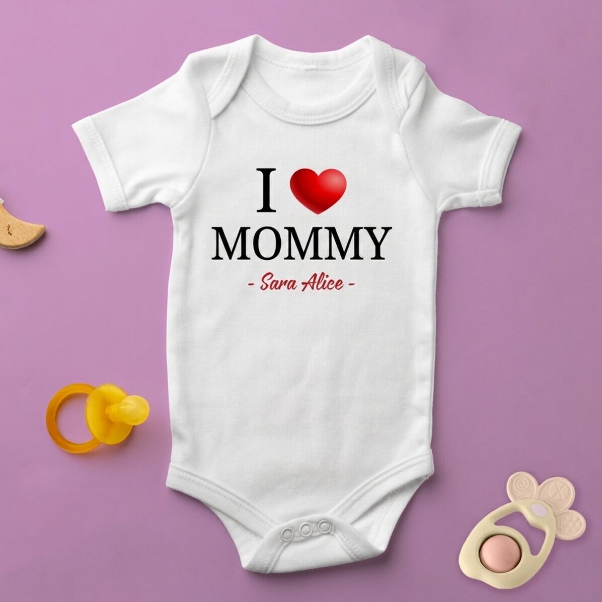 Body dla dzieci z indywidualnym napisem – „i love”