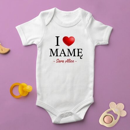 Body dla dzieci z indywidualnym napisem – „i love”