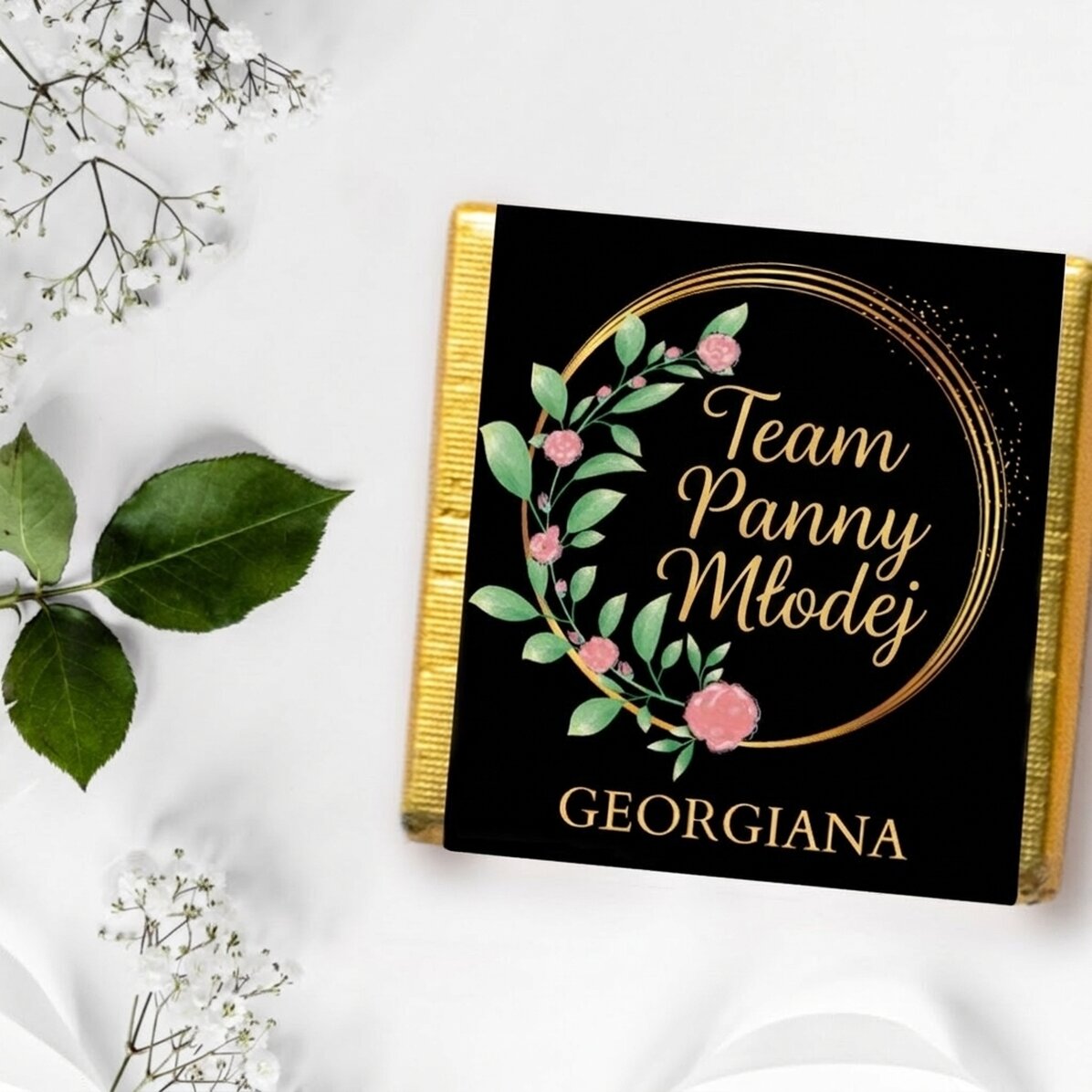 Mini czekoladka z personalizowaną dedykacją – Floral