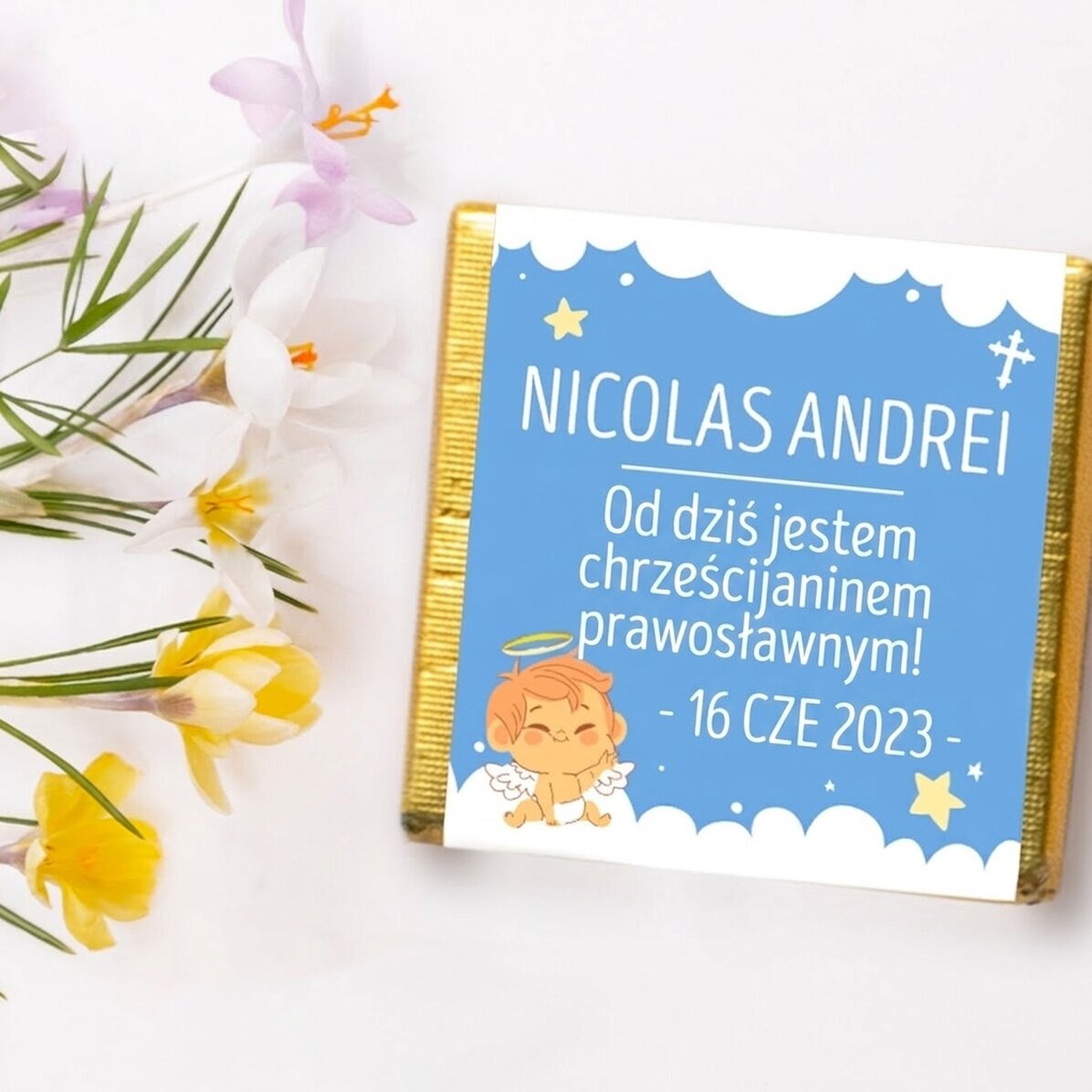 Mini czekoladka z personalizowaną dedykacją – od dzisiaj jestem chrześcijaninem