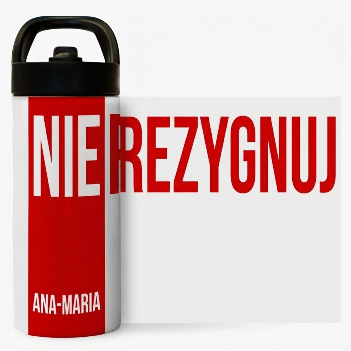 Termos z uchwytem i słomką, spersonalizowany imieniem – „Don