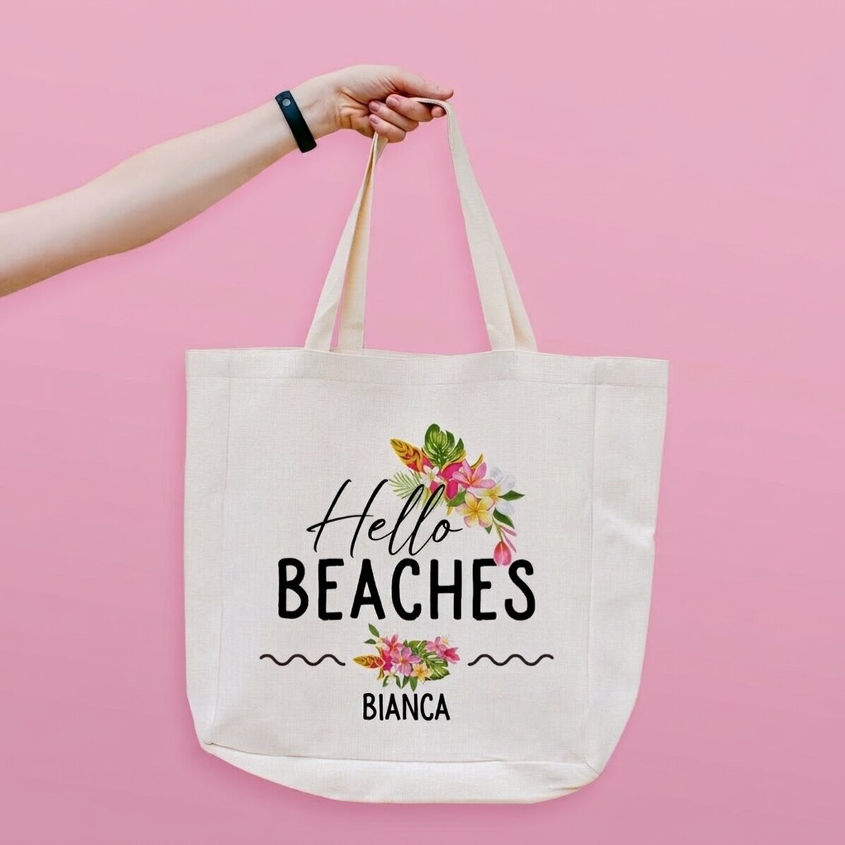 Spersonalizowana torba plażowa z napisem – Hola Beaches