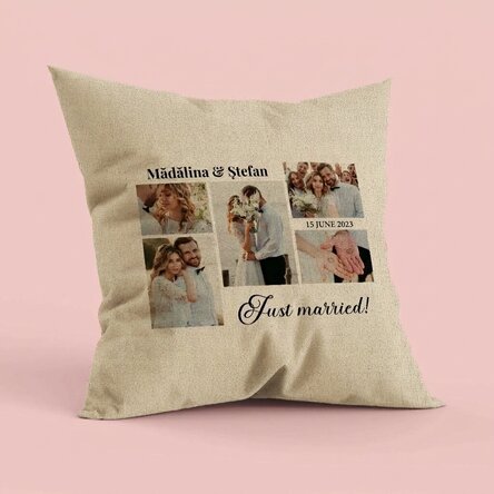 Personalised cushion with 5 photos and text - Memories - In
