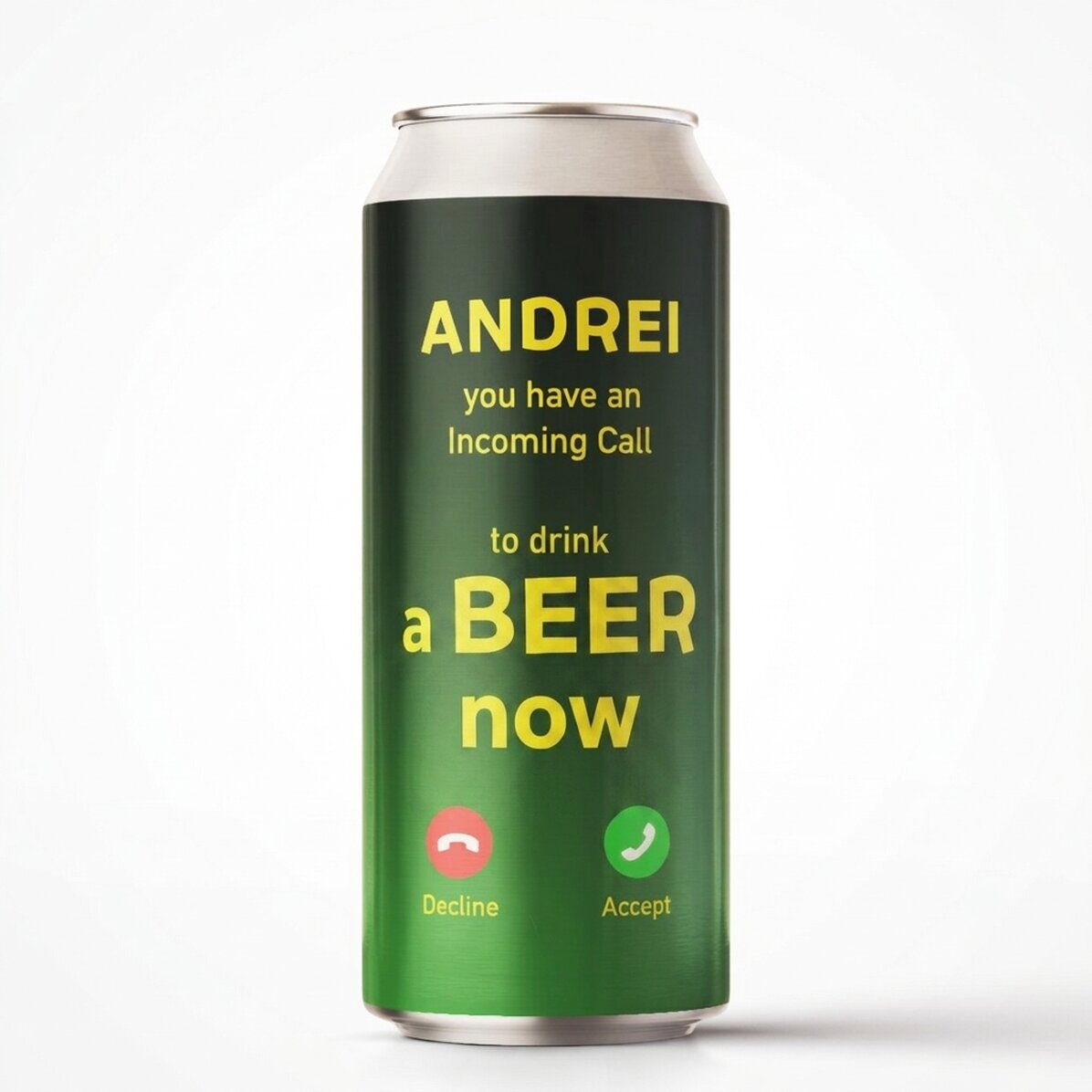 Piwo w puszce z indywidualnym nadrukiem – „Incoming call”
