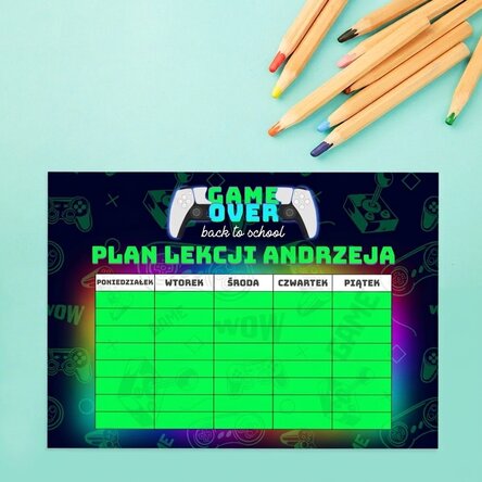 Spersonalizowany rozkład zajęć z tekstem – Game over