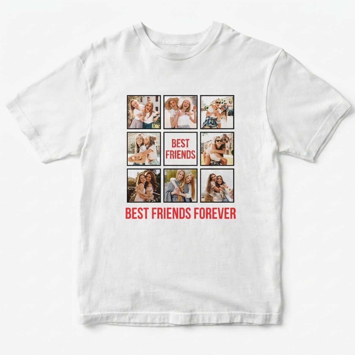 Koszulka bawełniana z 8 zdjęciami i napisem – Best Friends Forever