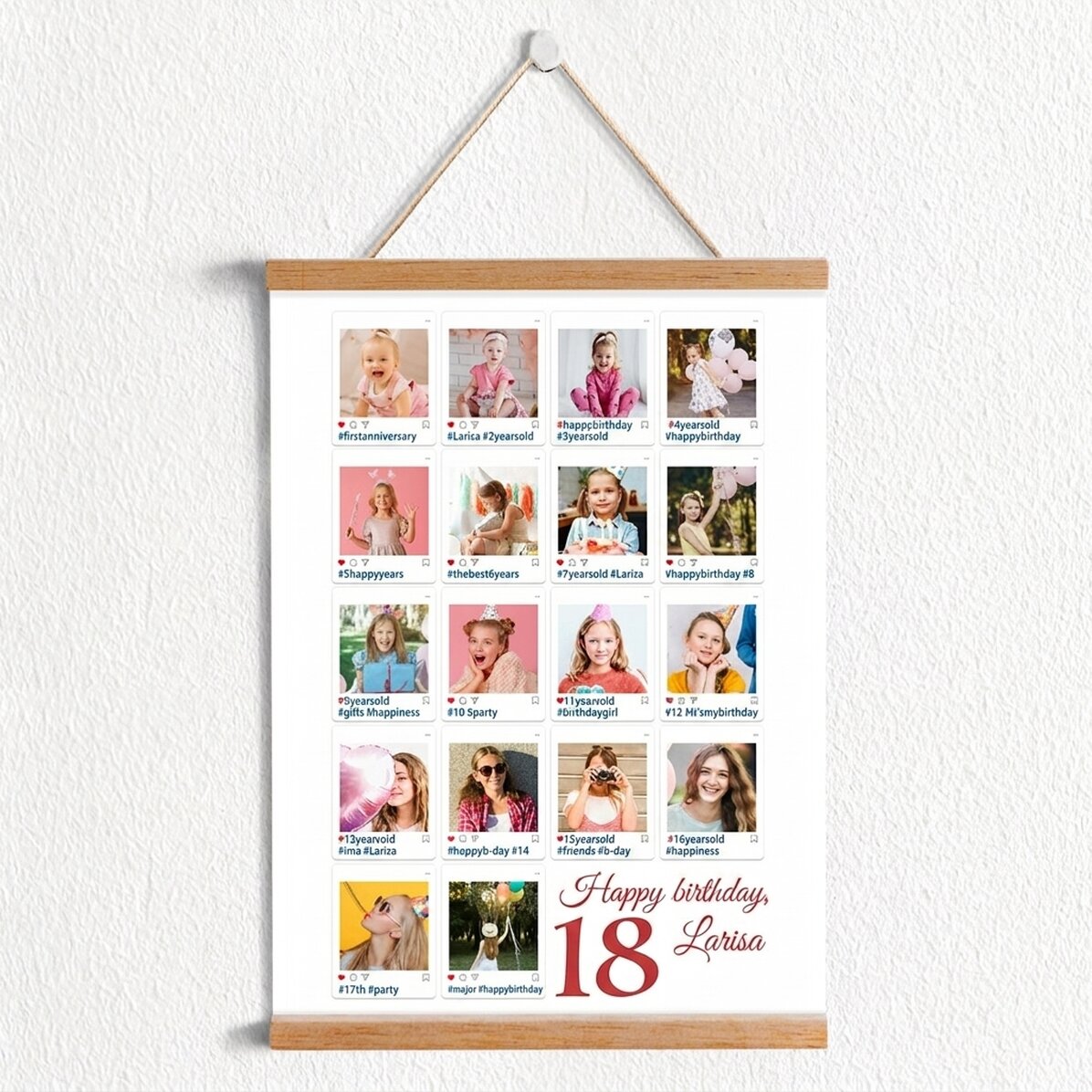 Spersonalizowany plakat z 18 zdjęciami i wiadomością – #Instagram