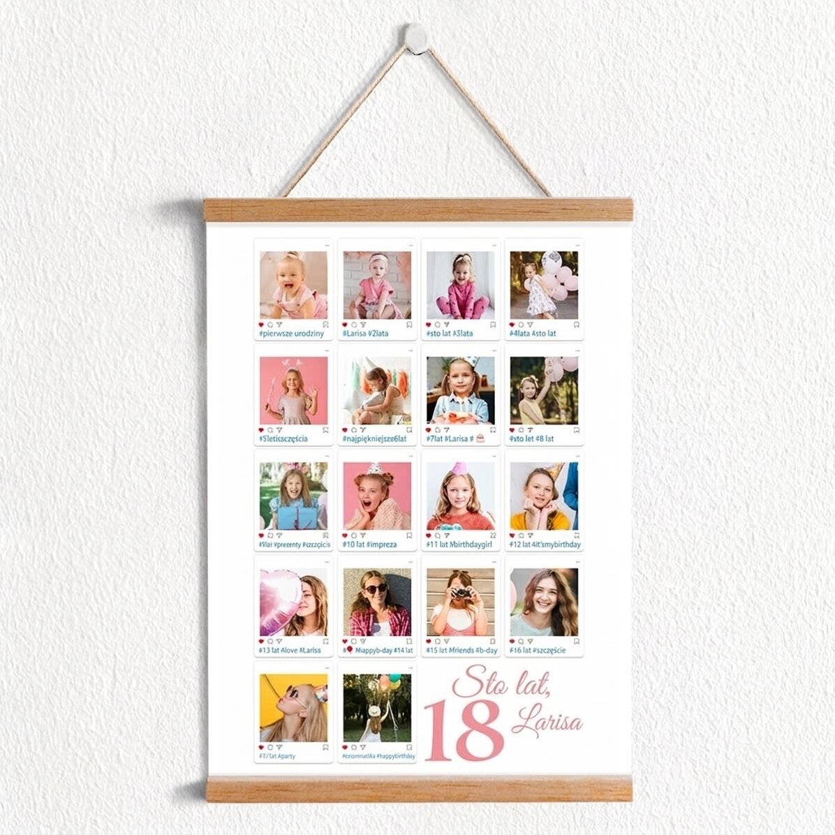 Spersonalizowany plakat z 18 zdjęciami i wiadomością – #Instagram