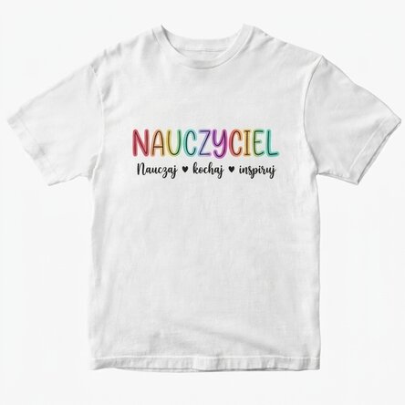 Bawełniana koszulka z nadrukiem – Teach, love, inspire