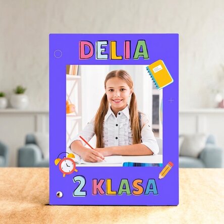 Spersonalizowana ramka na zdjęcie na biurko ze zdjęciem i napisem – Pierwszy dzień w szkole
